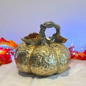 Halloween Martha Stewart 10 x 8 metallic gold silver hammered pumpkin
